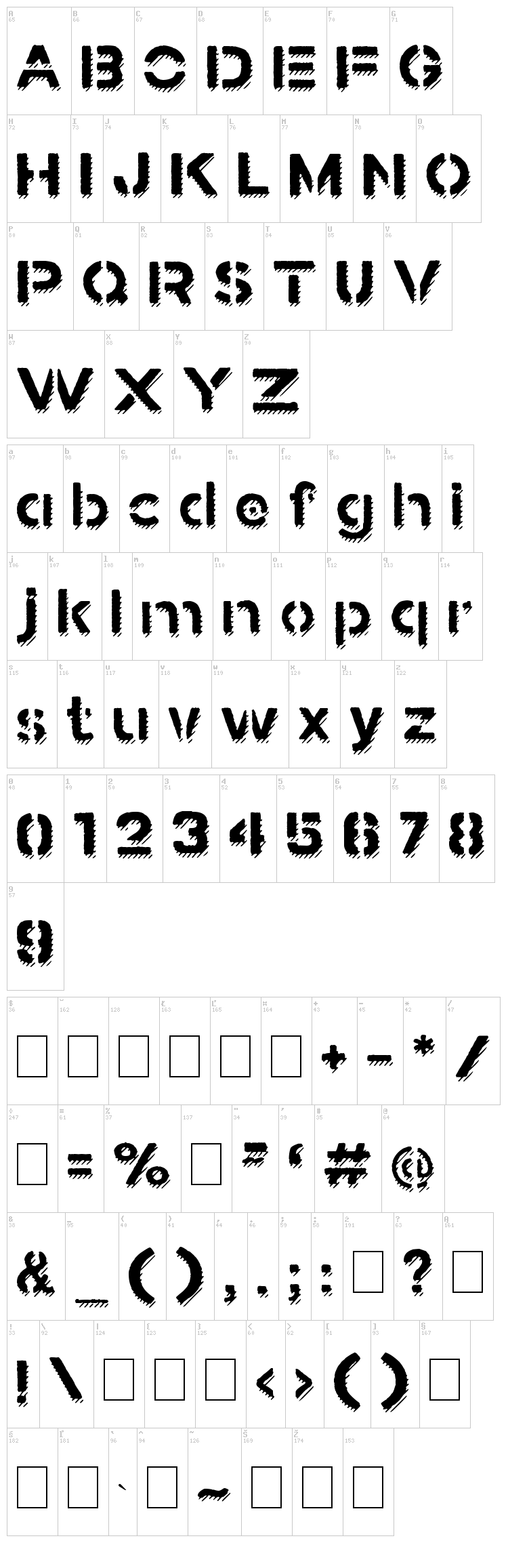 Stamped Navy font map